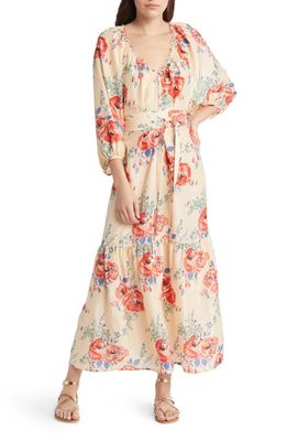 THE GREAT. The Vestige Floral Tiered Silk Dress in Echo Rose Print