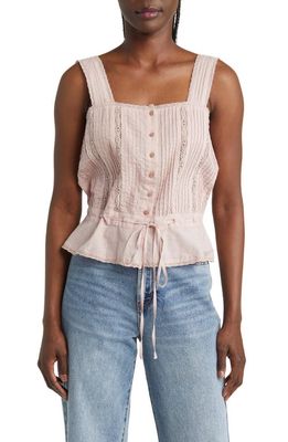 THE GREAT. The Victorian Lace Ruffle Hem Camisole in Soft Lilac
