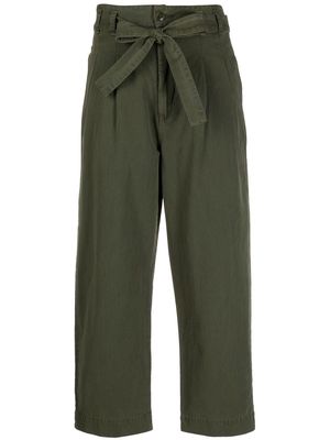 The Great. tie-front cropped trousers - Green