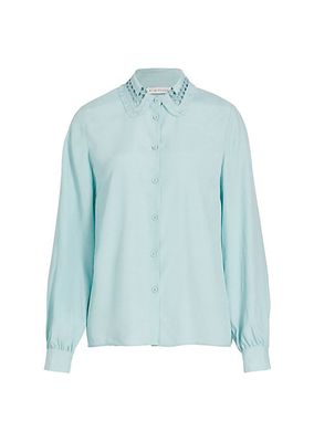 The Harlee Embroidered Silk-Blend Blouse