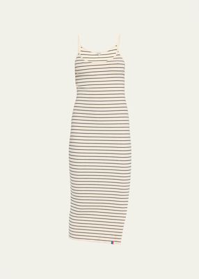 The Harlow Spaghetti-Strap Striped Cotton Midi Dress