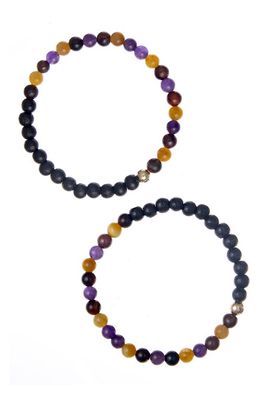 The Healer’s Collection Men's N19 Anxiety-Free Set of 2 Healer's Bracelets in Black 