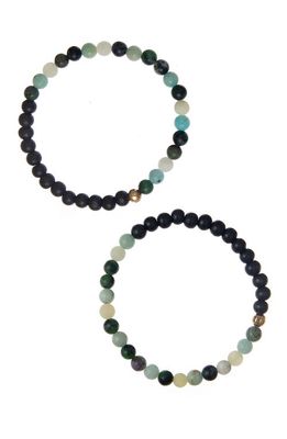 The Healer’s Collection Men's N6 Happiness/Ease Set of 2 Healer's Bracelets in Black 