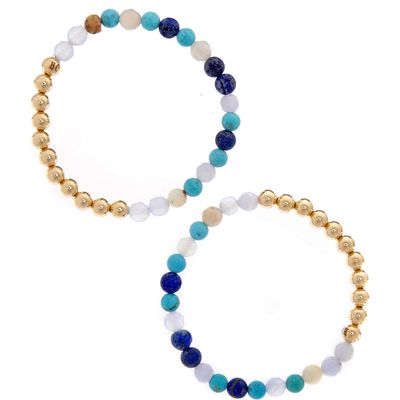 The Healer’s Collection N16 Protection & Inner Strength Set of 2 Healer's Bracelets in Yellow Gold 