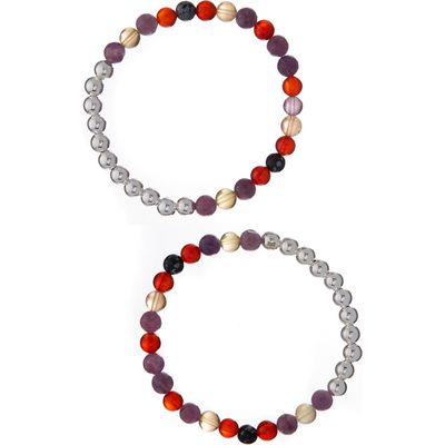 The Healer’s Collection N62 Smooth Digestion Set of 2 Healer's Bracelets in Silver 