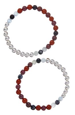 The Healer’s Collection N82 Gut Health Set of 2 Healer's Bracelets in Silver 