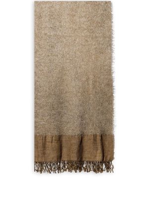 The House of Lyria Rovere contrasting-panel fringed throw - Brown