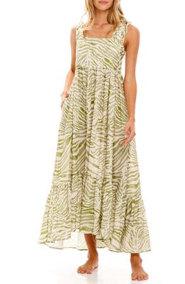 The Lazy Poet Mika Olive Zebra Linen Nightgown in Green