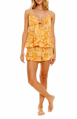 The Lazy Poet Rosie Floral Linen Short Pajamas in Claire Saffron 