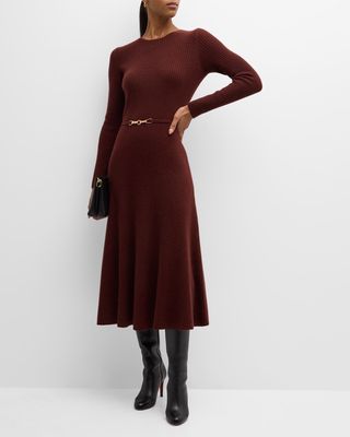 The Leith Belted Cashmere Midi Sweater Dress