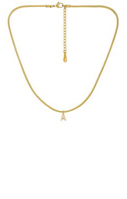 The M Jewelers NY Herringbone Initial Necklace in Metallic Gold