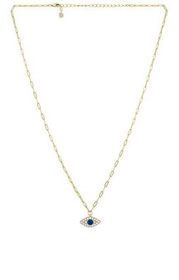 The M Jewelers NY Pave Evil Eye Reda Link Pendant Necklace in Metallic Gold.