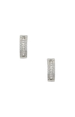 The M Jewelers NY The Baguette Channel Set Huggie Earrings in Metallic Silver.