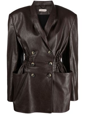 The Mannei Antibes double-breasted leather blazer - Brown