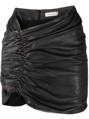The Mannei asymmetric ruched leather skirt - Black