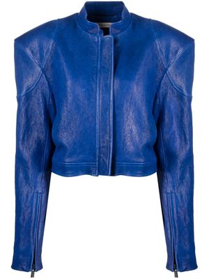 The Mannei Baku zip-up leather jacket - Blue