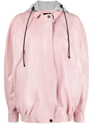 The Mannei Batumi hooded leather jacket - Pink