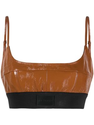 The Mannei Catalina cropped leather top - Brown