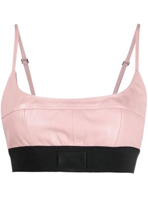 The Mannei Catalina logo-patch leather top - Pink