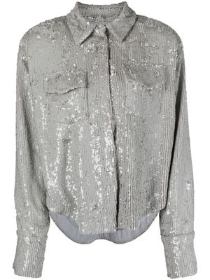 The Mannei classic-collar sequin-embellished jacket - Grey