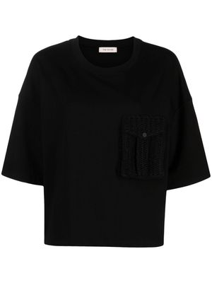 The Mannei Devos crochet-pocket stretch-cotton T-shirt - Black