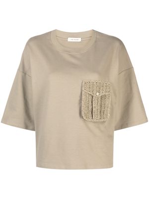 The Mannei Devos crochet-pocket stretch-cotton T-shirt - Grey