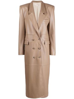 The Mannei Greenock double-breasted leather coat - Neutrals