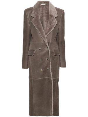 The Mannei Greenock leather maxi coat - Grey