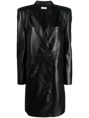The Mannei Greenock single-breasted leather coat - Black