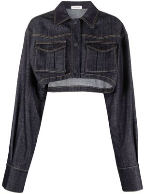 The Mannei Gudari contrast-stitching cropped jacket - Blue