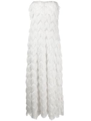 The Mannei Jassy open-knit fringed maxi dress - White