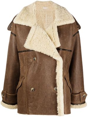 The Mannei Jordan short shearling coat - BROWN
