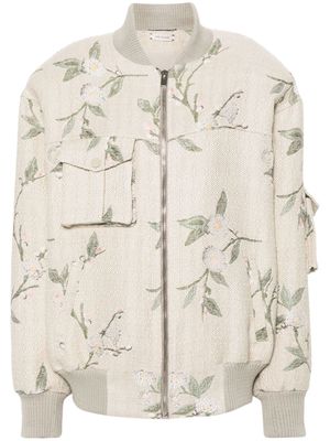 The Mannei Le Mans embroidered bomber jacket - Neutrals