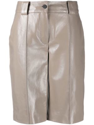 The Mannei long leather shorts - Grey