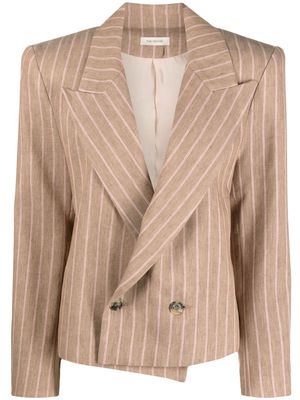 The Mannei Misos double-breasted linen blazer - Brown