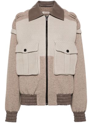 The Mannei pintuck-detail panelled jacket - Brown