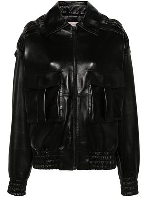 The Mannei pintuck leather jacket - Black
