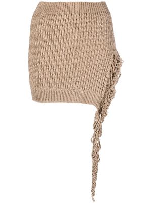 The Mannei Ranca knitted asymmetric miniskirt - Brown