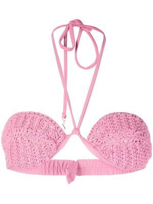 The Mannei Rio crochet-knit bikini top - Pink