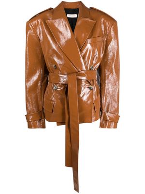 The Mannei Rioni double-breasted leather jacket - Brown