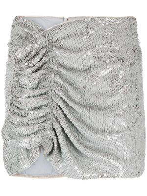 The Mannei ruched-detail sequined miniskirt - Grey
