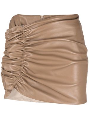 The Mannei ruched leather mini skirt - Neutrals