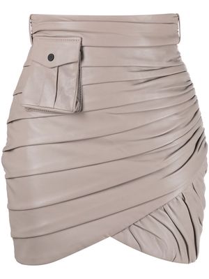The Mannei ruched-wrap leather mini skirt - Grey