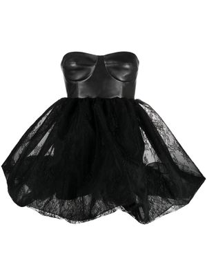 The Mannei Salem leather lace-trim minidress - Black
