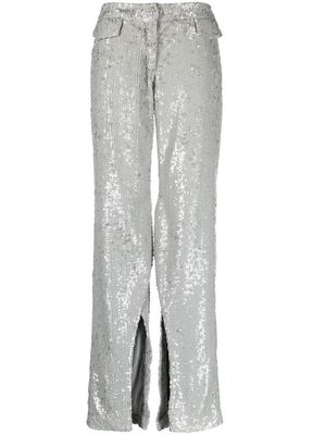 The Mannei sequin-embellished straight-leg trousers - Grey