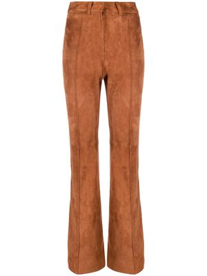 The Mannei Sewan flared suede trousers - Brown