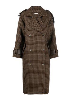 The Mannei Shamali checked double-breasted coat - Brown