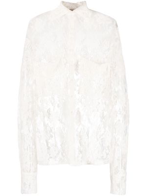 The Mannei sheer floral lace shirt - White
