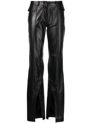 The Mannei slit-ankle leather trousers - Black