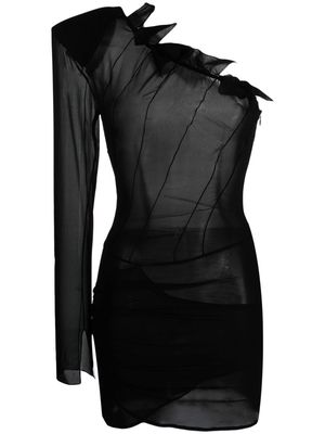 The Mannei Sofia ruffled one-shoulder minidress - Black